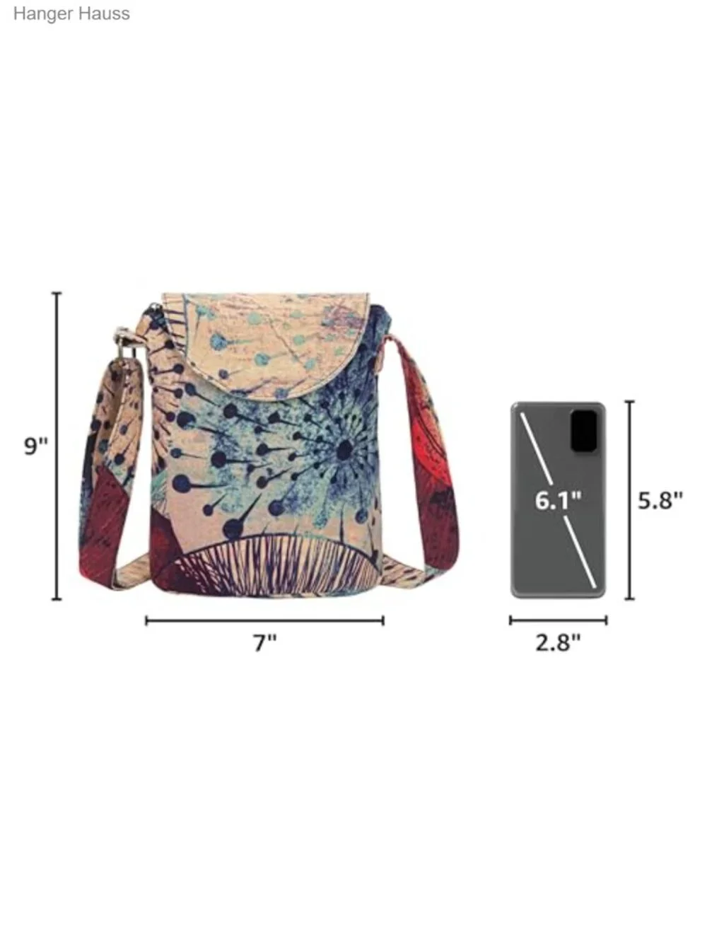Retro Small Canvas Shoulder Bag Boho Crossbody Handbag with Double Zipper